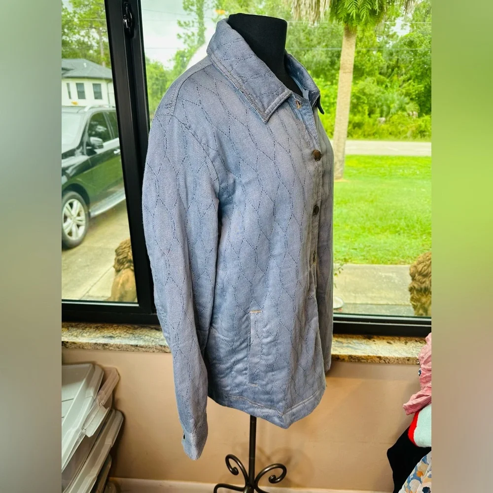 Jachs Girlfriend Blue quilted chore-style jacket size Large - Picture 3 of 7